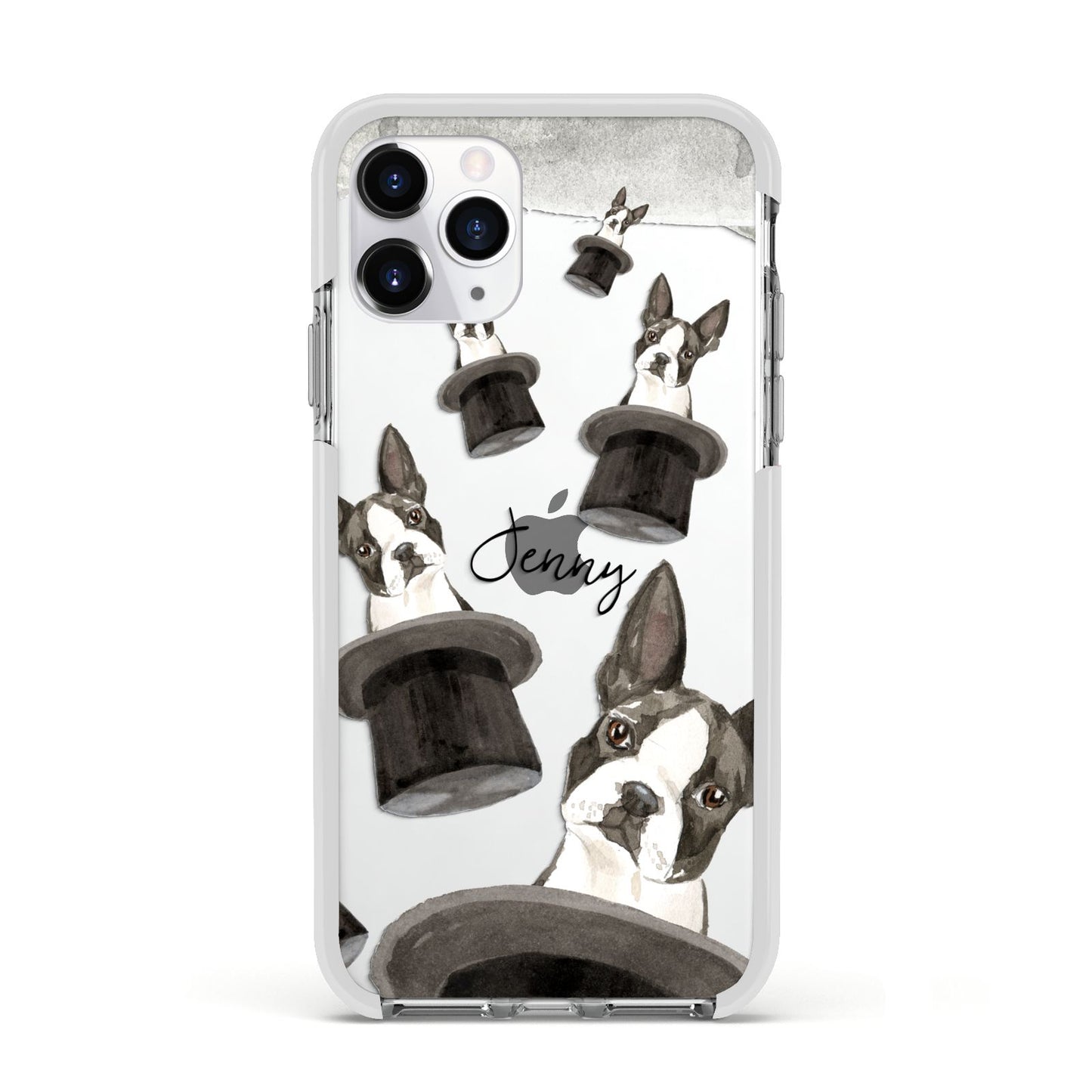 Personalised Boston Terrier Apple iPhone 11 Pro in Silver with White Impact Case