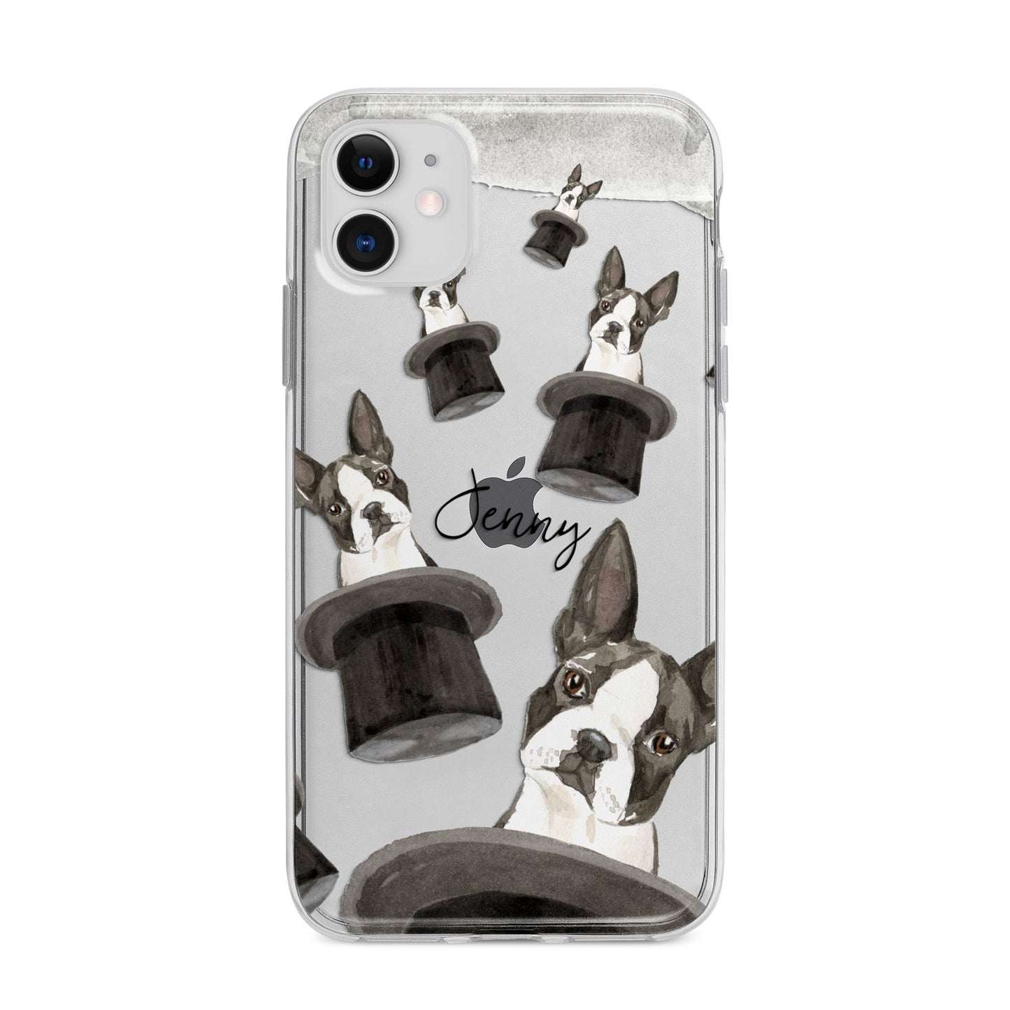 Personalised Boston Terrier Apple iPhone 11 in White with Bumper Case