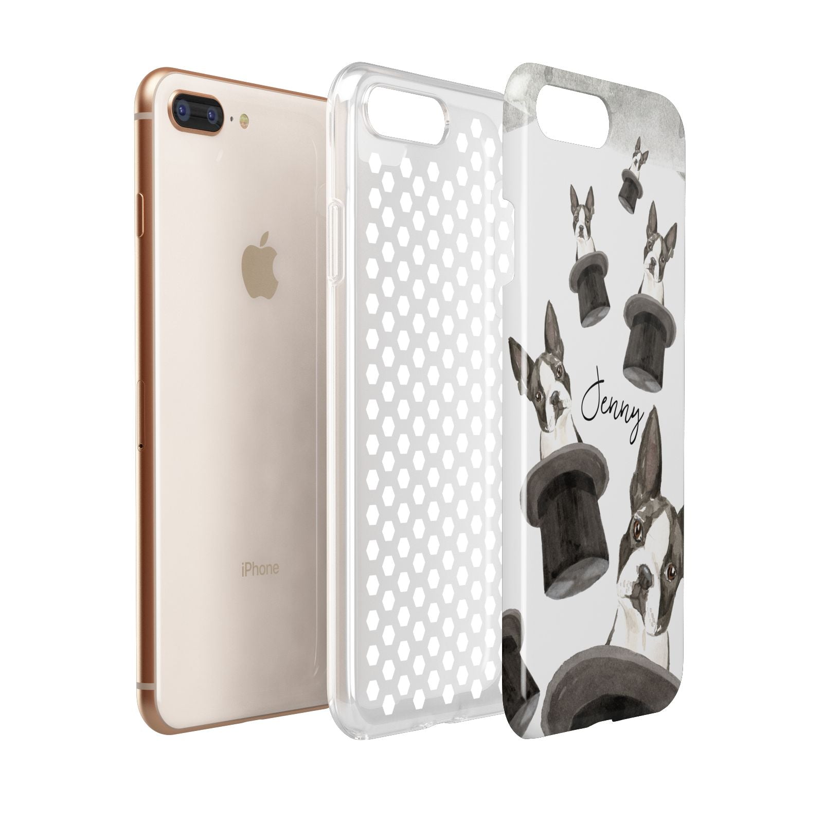 Personalised Boston Terrier Apple iPhone 7 8 Plus 3D Tough Case Expanded View
