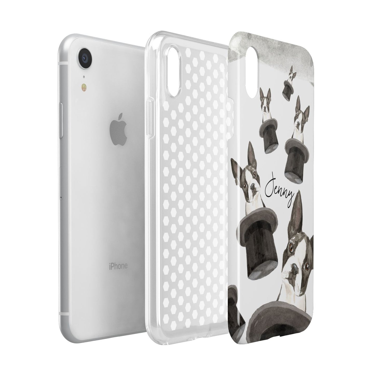 Personalised Boston Terrier Apple iPhone XR White 3D Tough Case Expanded view