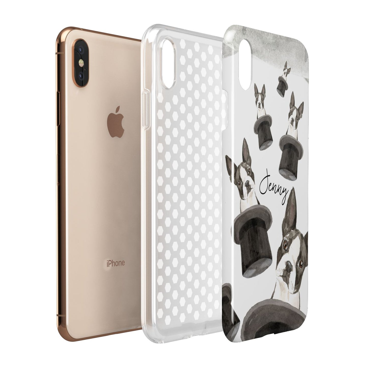 Personalised Boston Terrier Apple iPhone Xs Max 3D Tough Case Expanded View