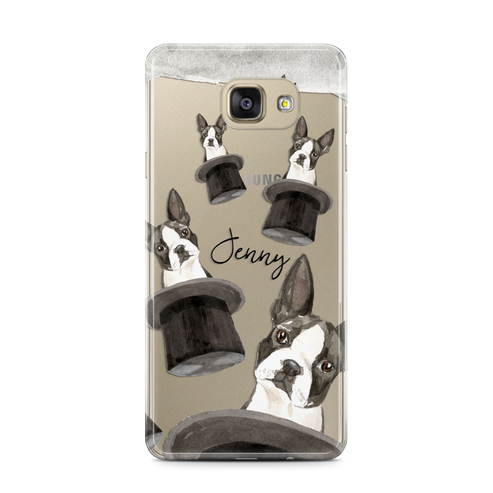 Personalised Boston Terrier Samsung Galaxy A7 2016 Case on gold phone