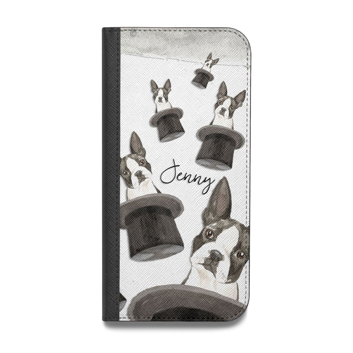 Personalised Boston Terrier Vegan Leather Flip iPhone Case