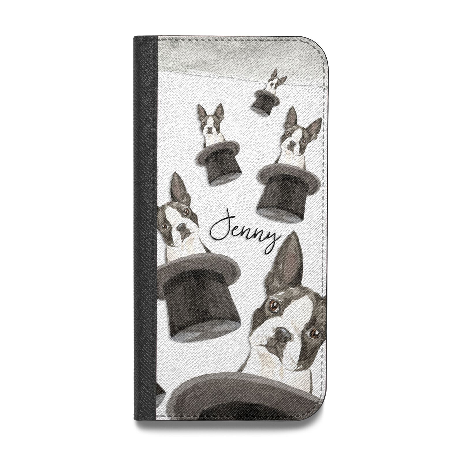 Personalised Boston Terrier Vegan Leather Flip iPhone Case