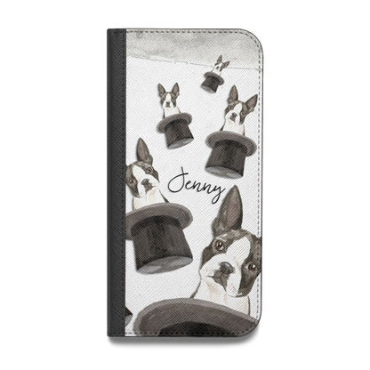 Personalised Boston Terrier Vegan Leather Flip iPhone Case