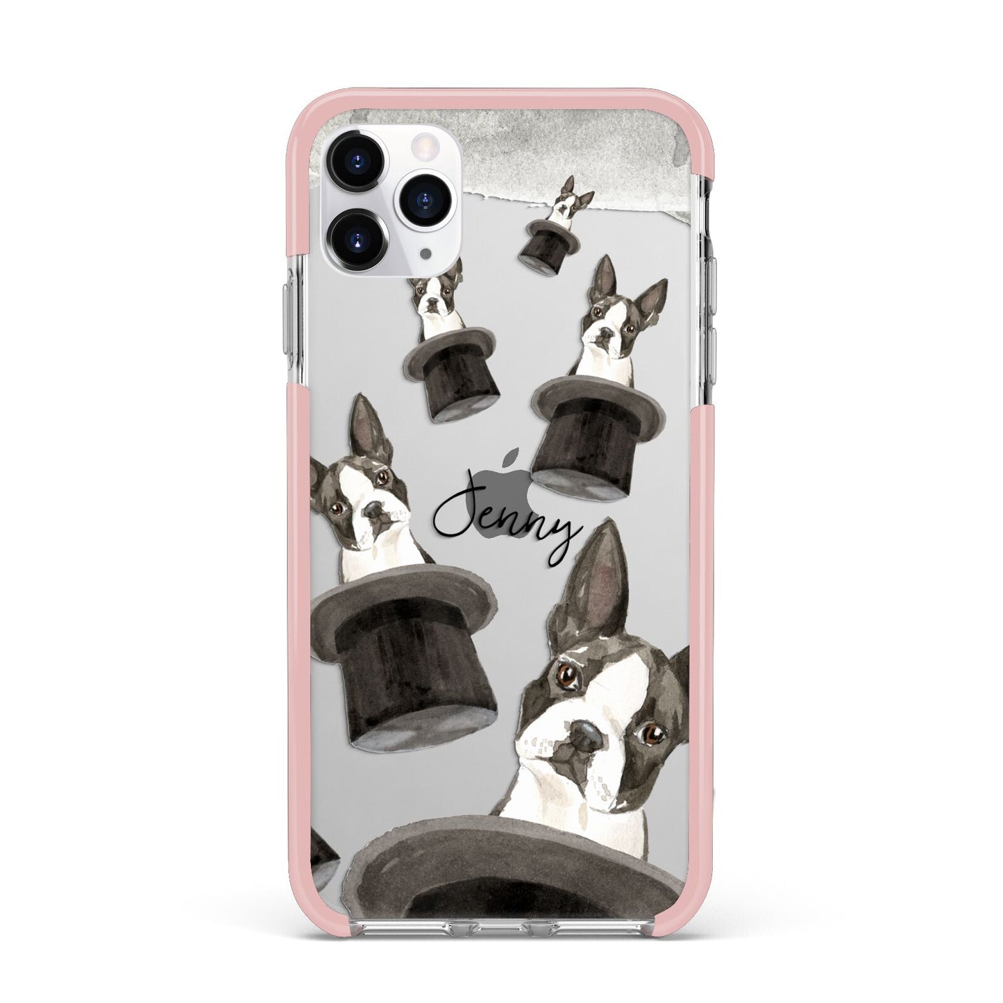 Personalised Boston Terrier iPhone 11 Pro Max Impact Pink Edge Case