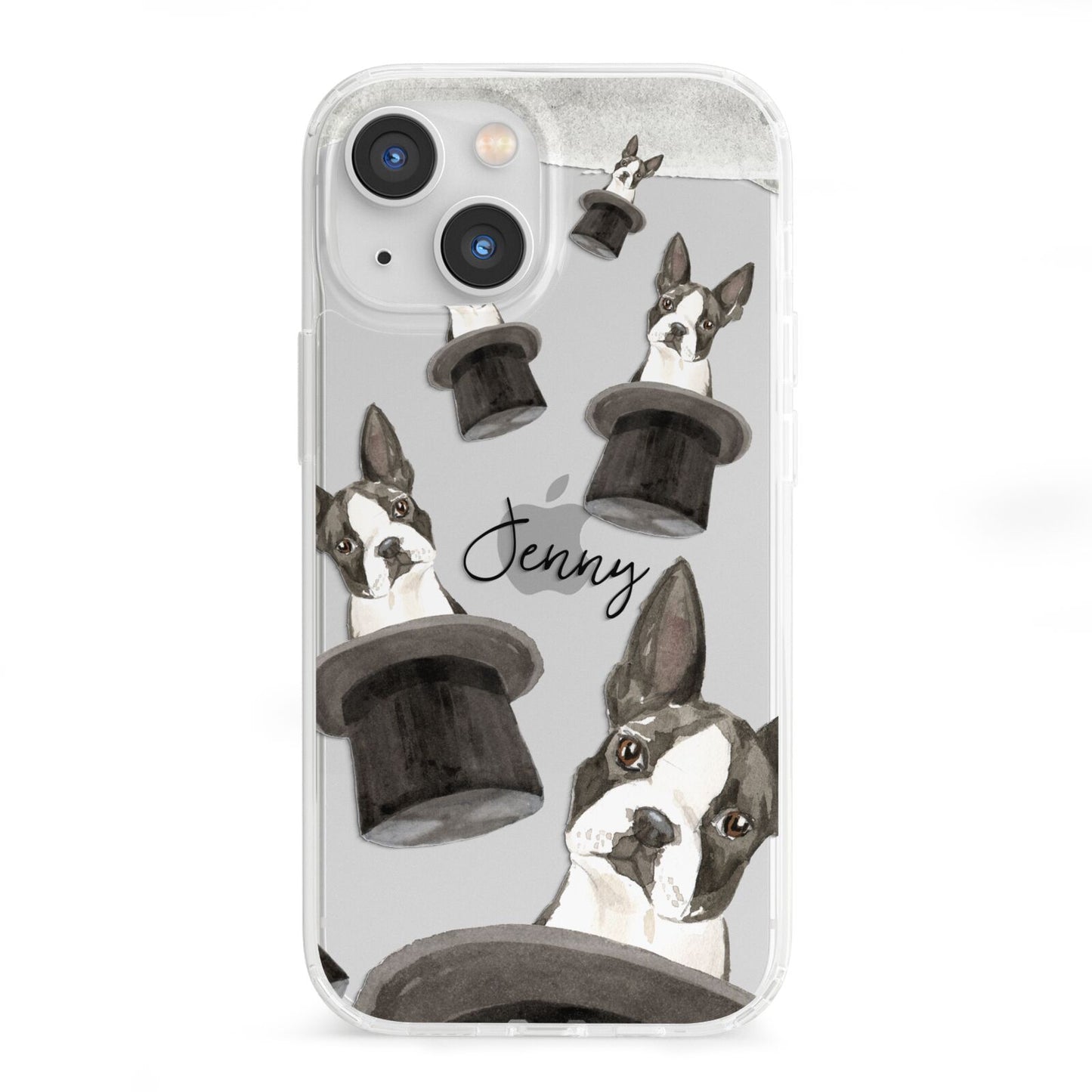 Personalised Boston Terrier iPhone 13 Mini Clear Bumper Case