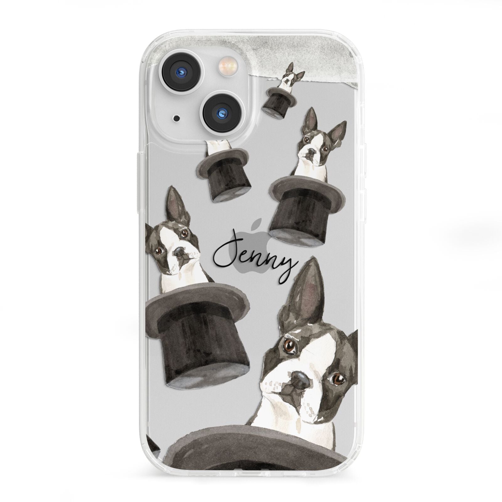Personalised Boston Terrier iPhone 13 Mini Clear Bumper Case