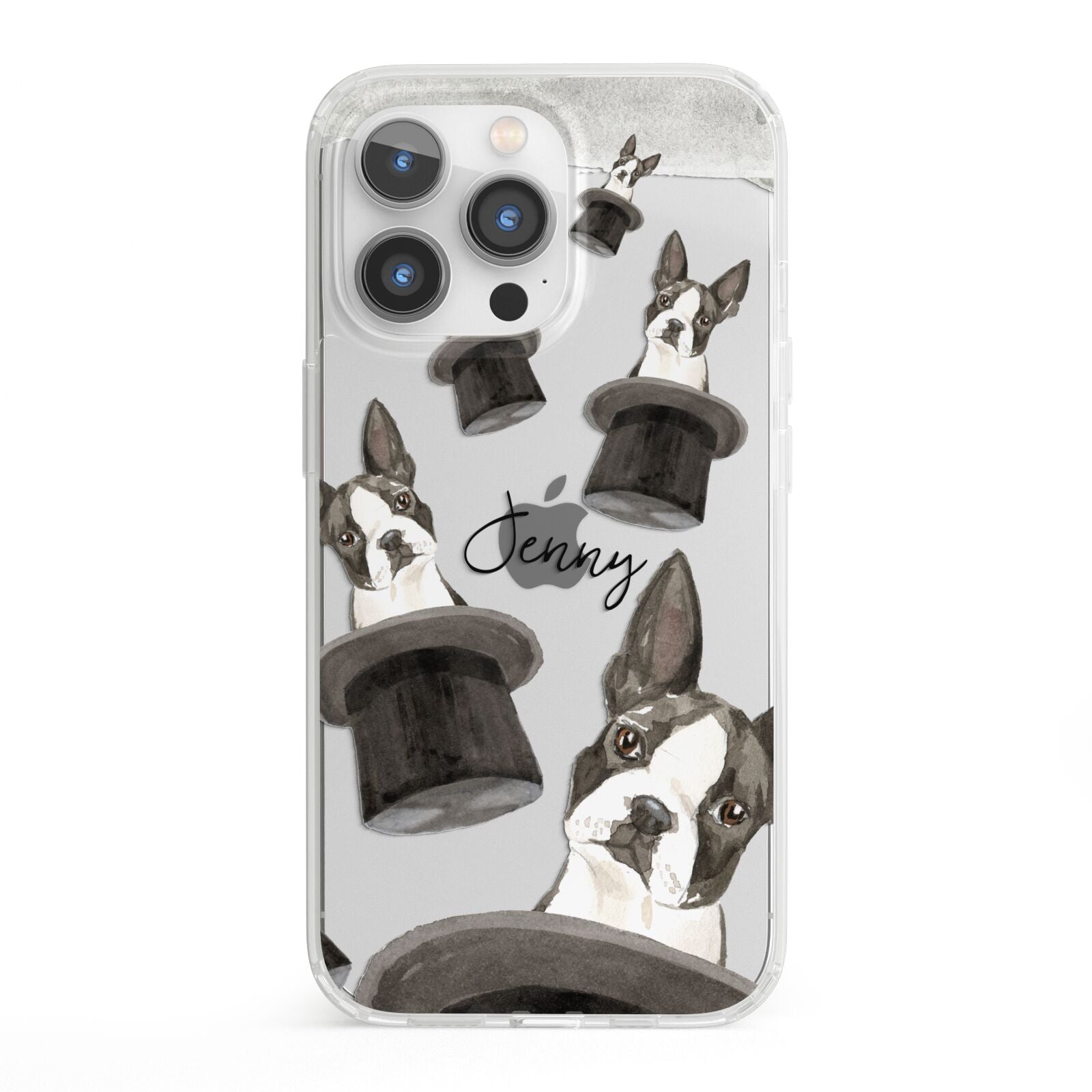 Personalised Boston Terrier iPhone 13 Pro Clear Bumper Case