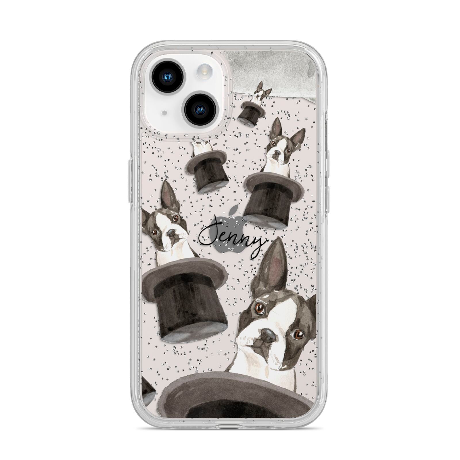 Personalised Boston Terrier iPhone 14 Glitter Tough Case Starlight