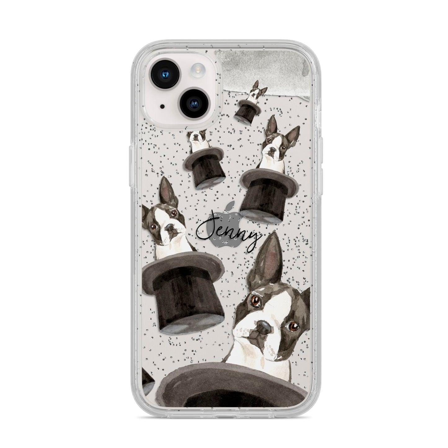 Personalised Boston Terrier iPhone 14 Plus Glitter Tough Case Starlight