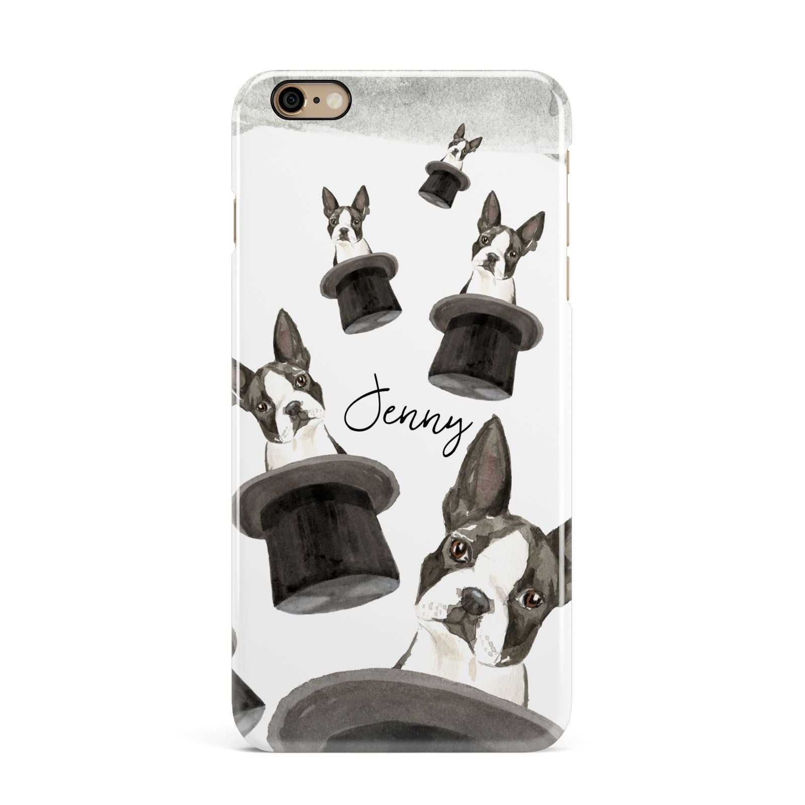 Personalised Boston Terrier iPhone 6 Plus 3D Snap Case on Gold Phone