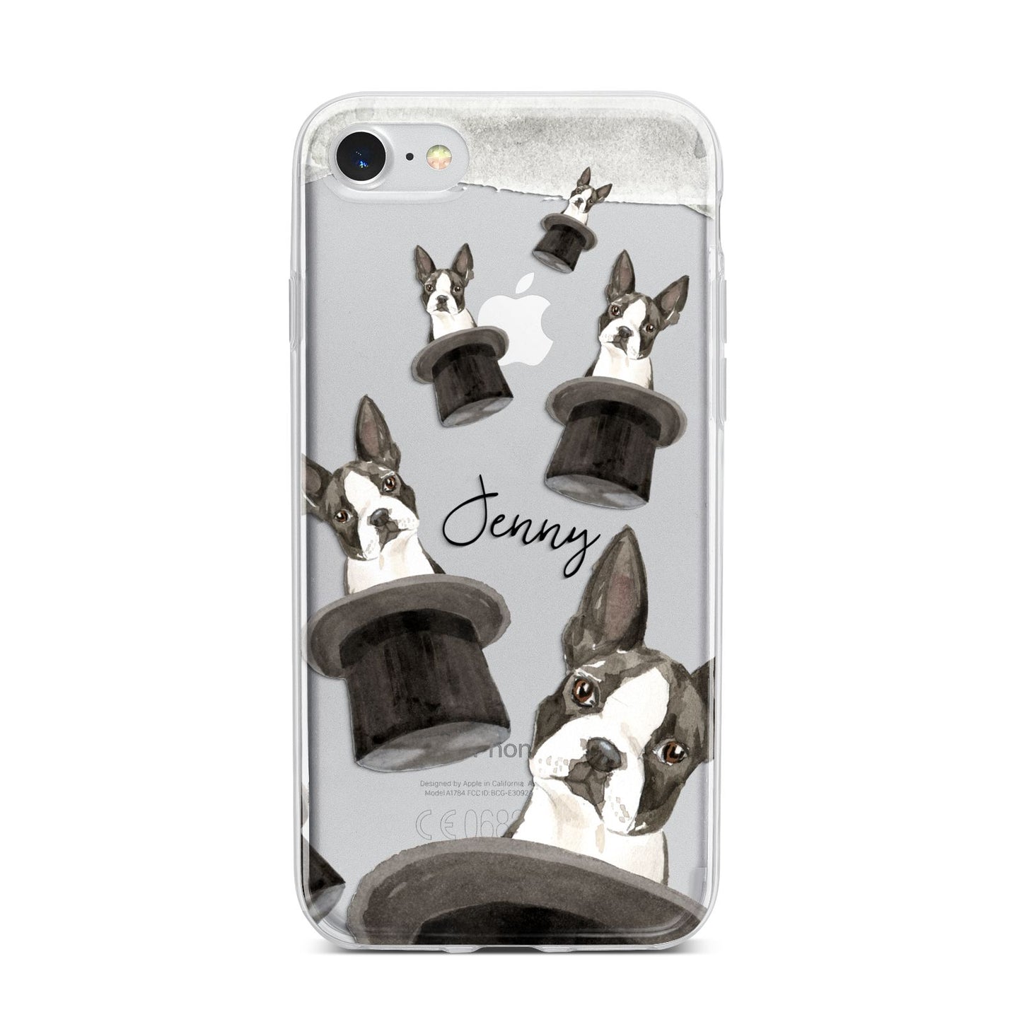 Personalised Boston Terrier iPhone 7 Bumper Case on Silver iPhone