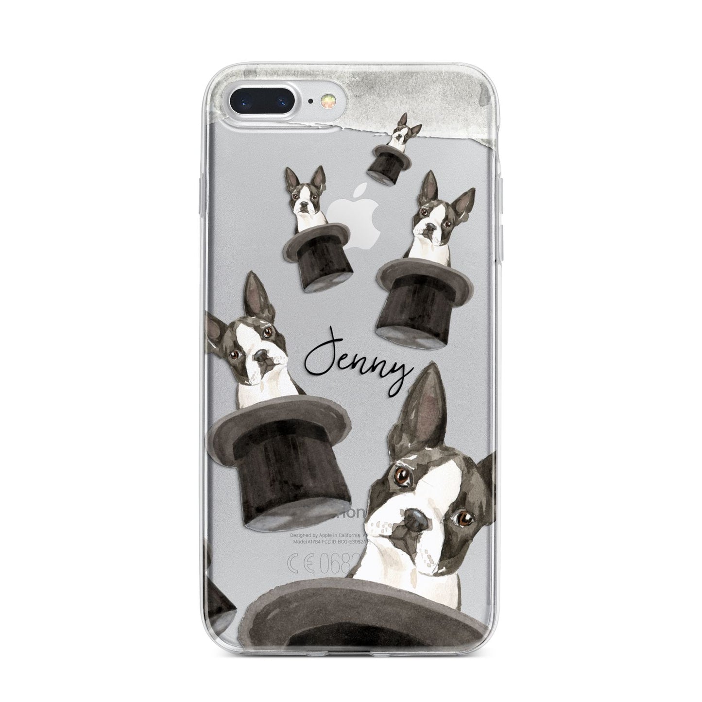 Personalised Boston Terrier iPhone 7 Plus Bumper Case on Silver iPhone