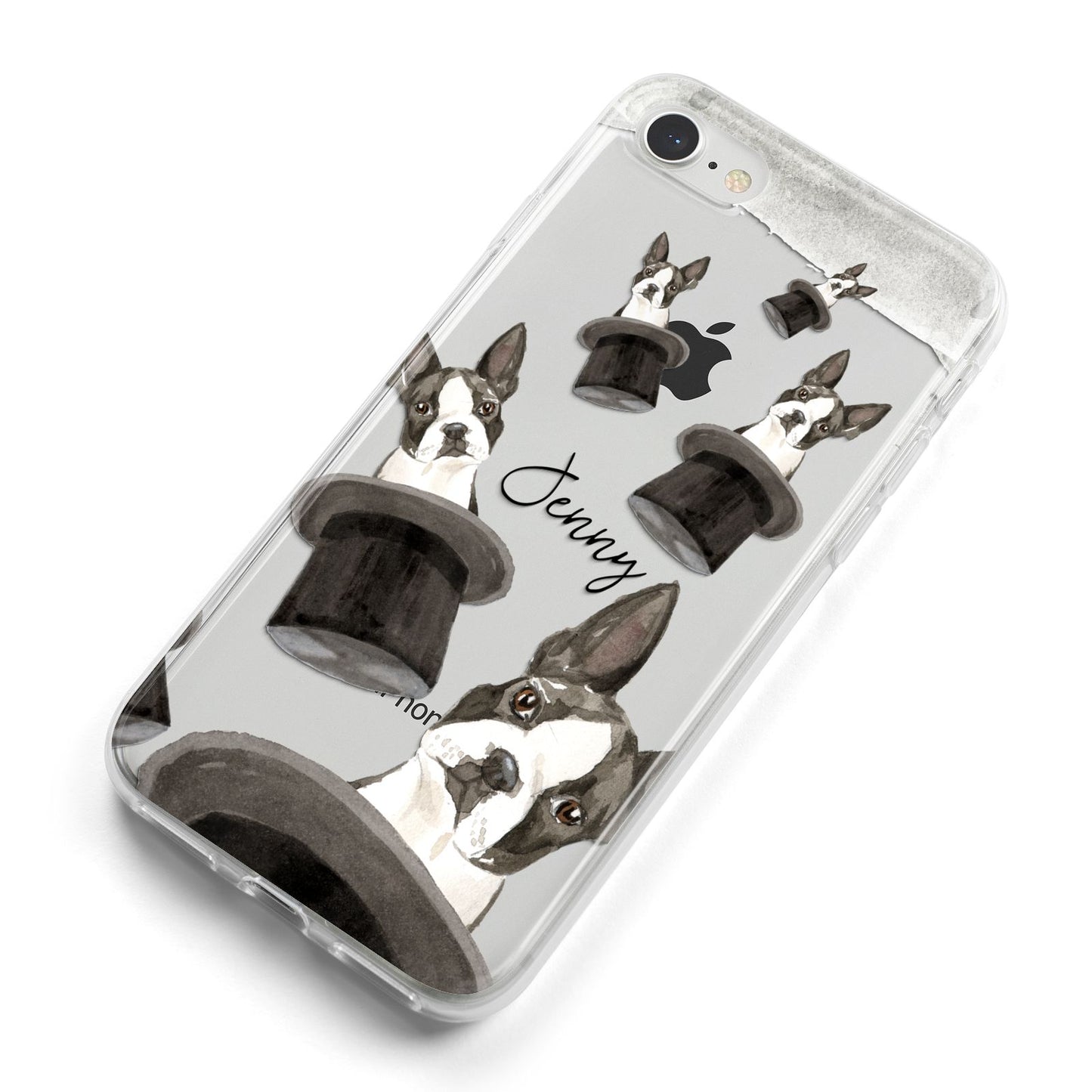 Personalised Boston Terrier iPhone 8 Bumper Case on Silver iPhone Alternative Image