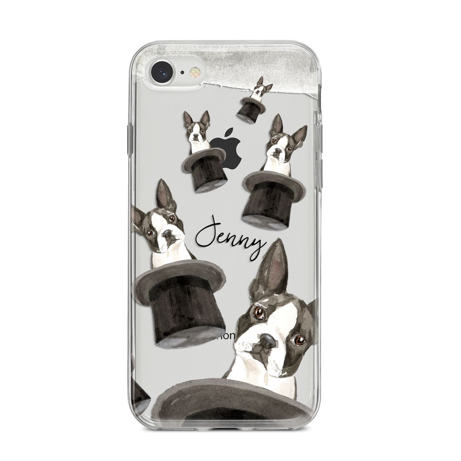 Personalised Boston Terrier iPhone 8 Bumper Case on Silver iPhone