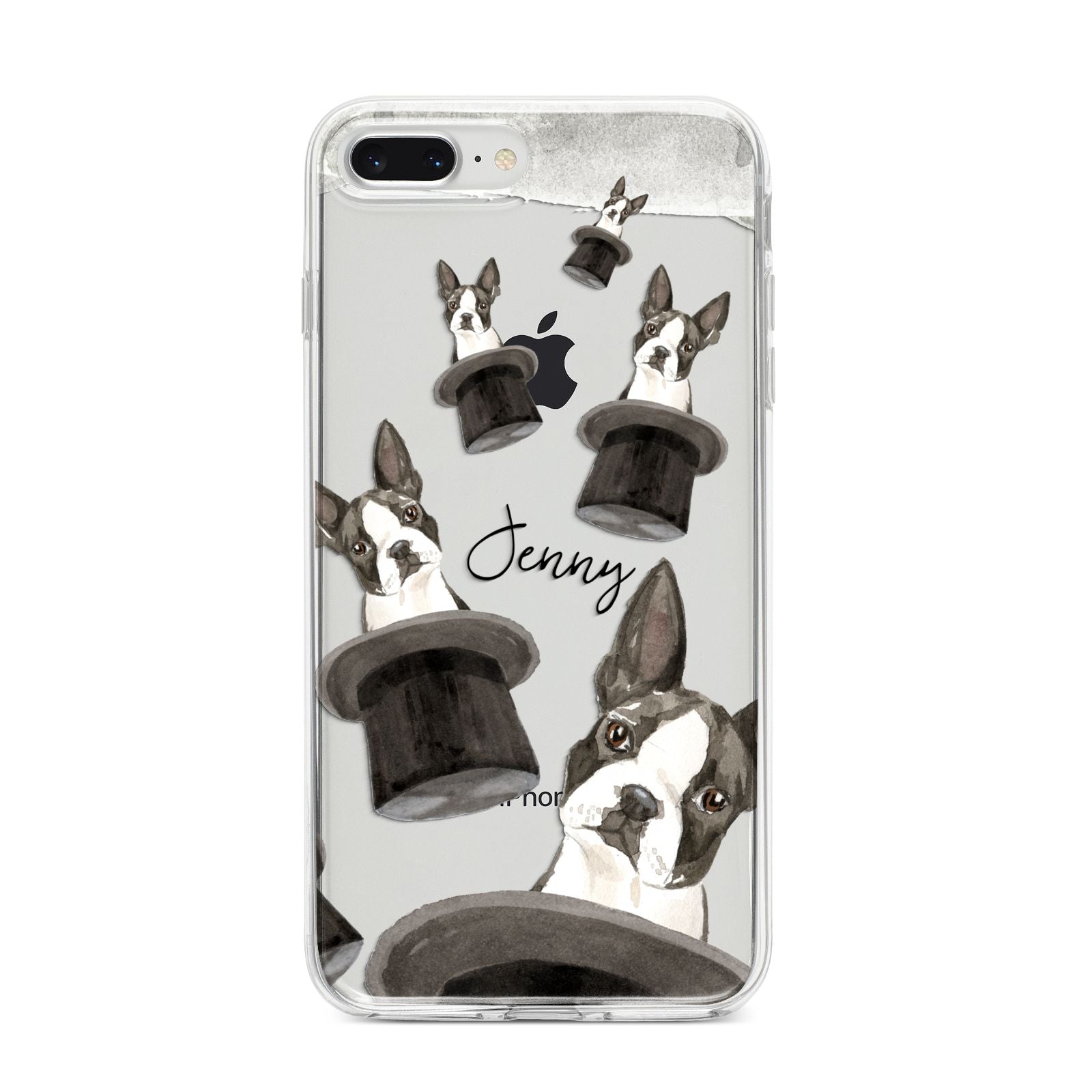 Personalised Boston Terrier iPhone 8 Plus Bumper Case on Silver iPhone