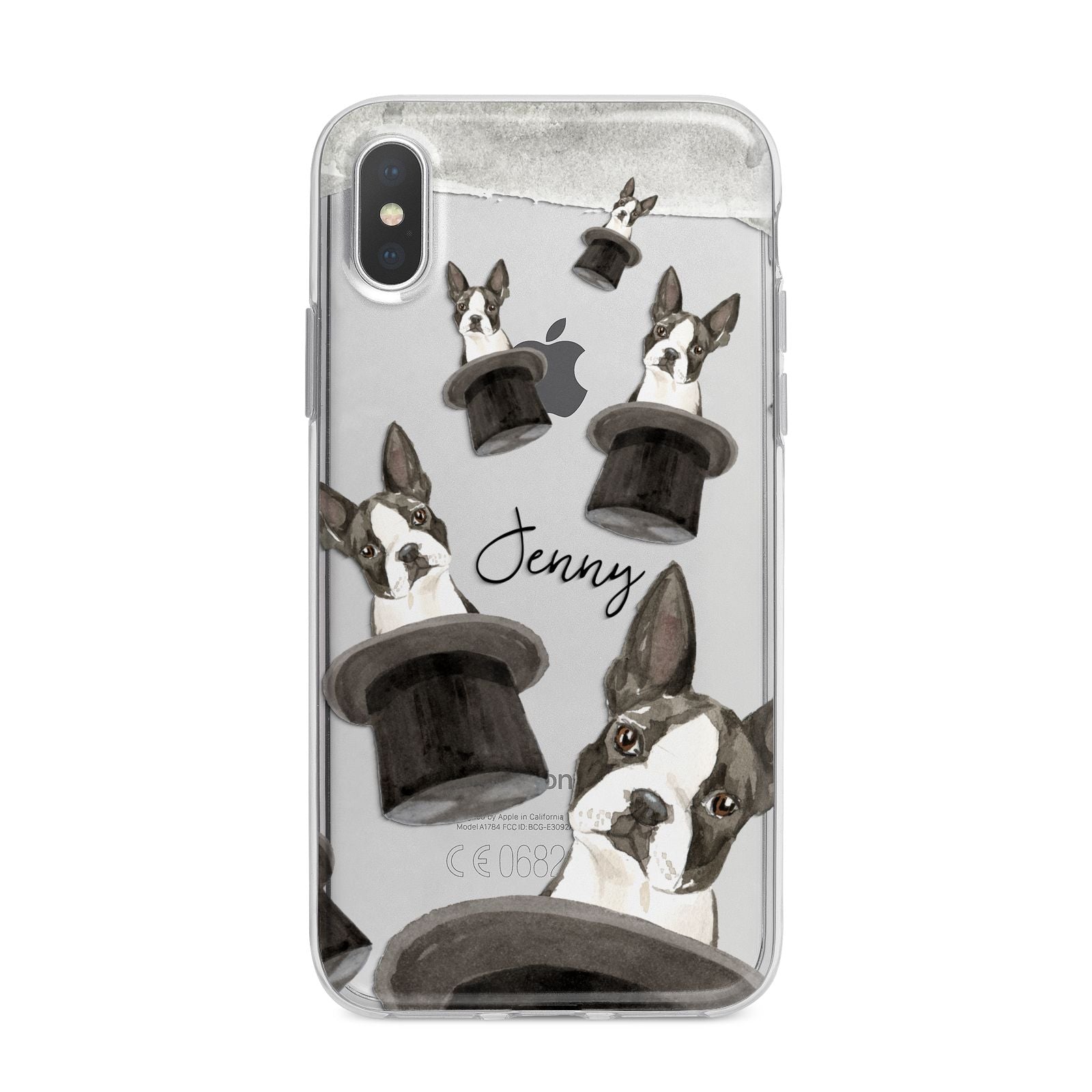Personalised Boston Terrier iPhone X Bumper Case on Silver iPhone Alternative Image 1