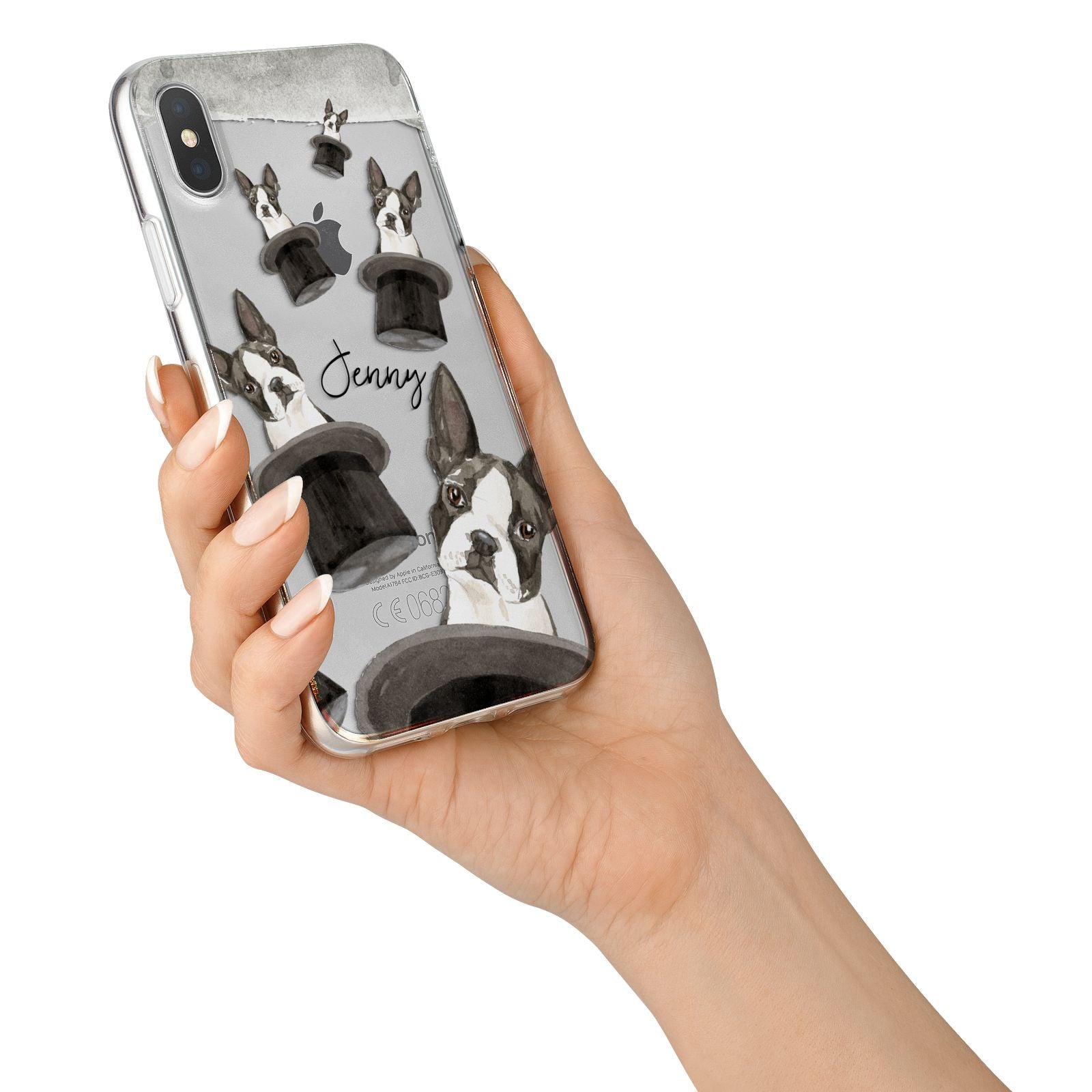 Personalised Boston Terrier iPhone X Bumper Case on Silver iPhone Alternative Image 2