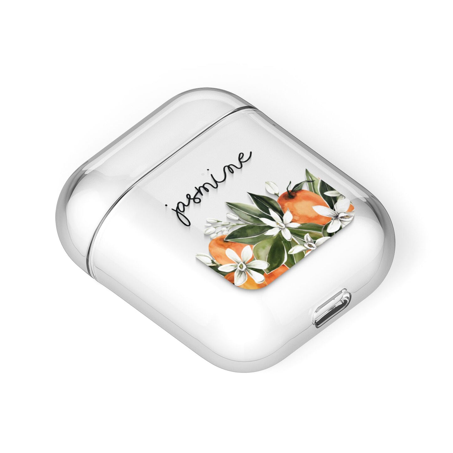 Personalised Bouquet of Oranges AirPods Case Laid Flat