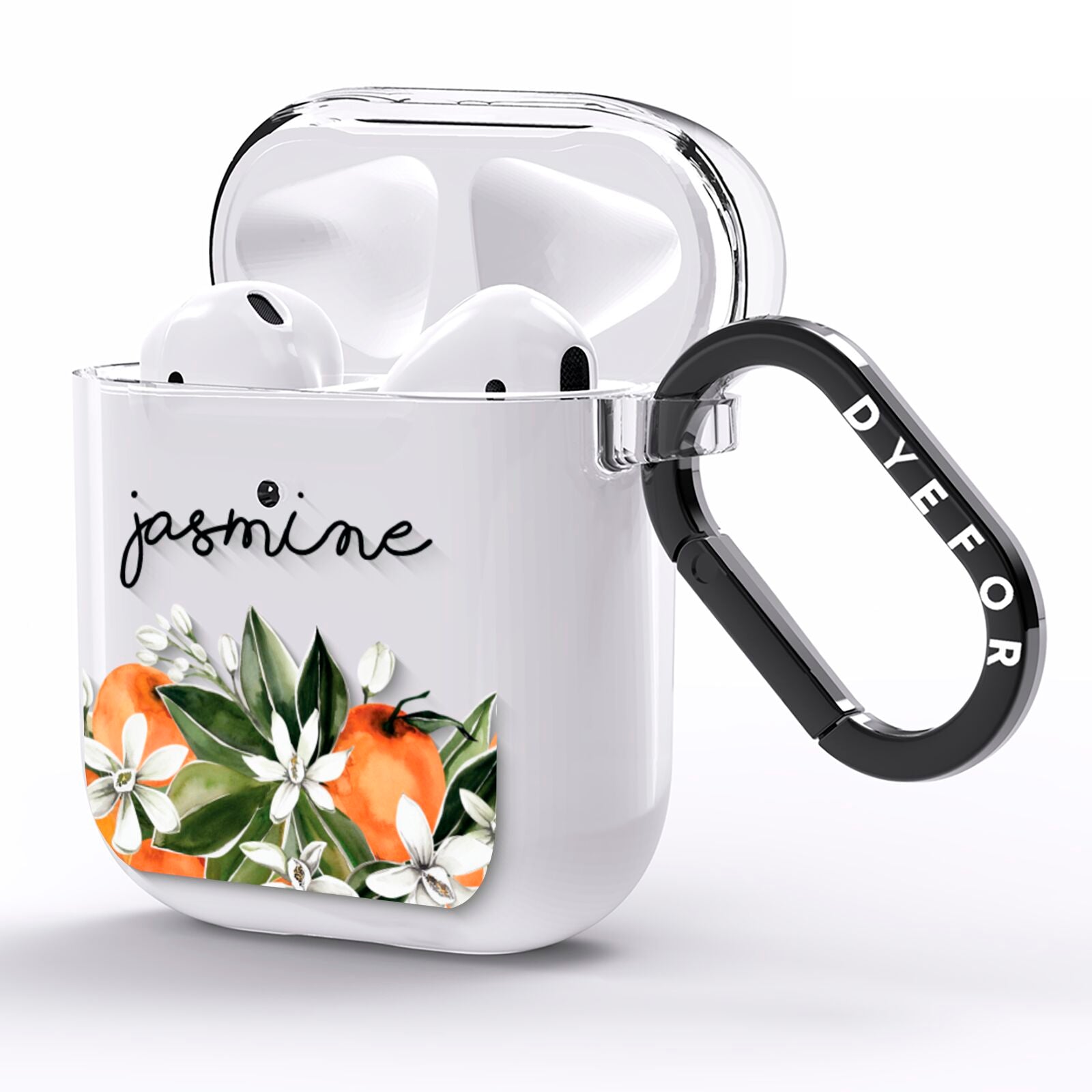 Personalised Bouquet of Oranges AirPods Clear Case Side Image