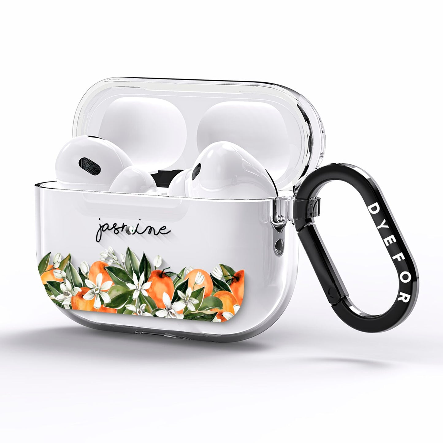 Personalised Bouquet of Oranges AirPods Pro Clear Case Side Image