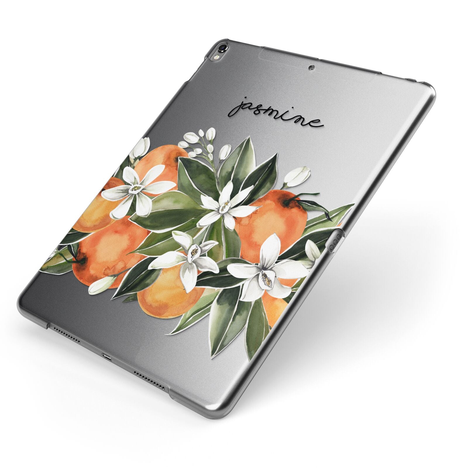 Personalised Bouquet of Oranges Apple iPad Case on Grey iPad Side View