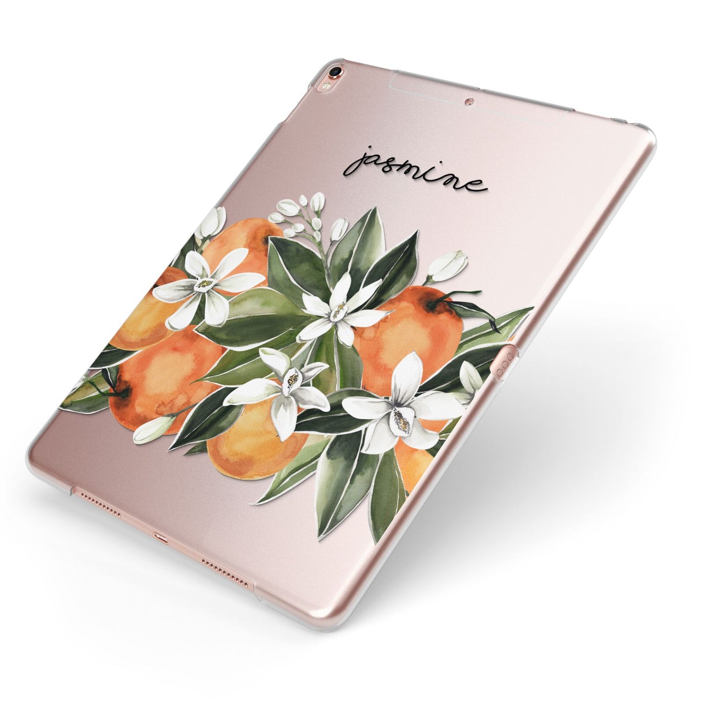 Personalised Bouquet of Oranges Apple iPad Case on Rose Gold iPad Side View