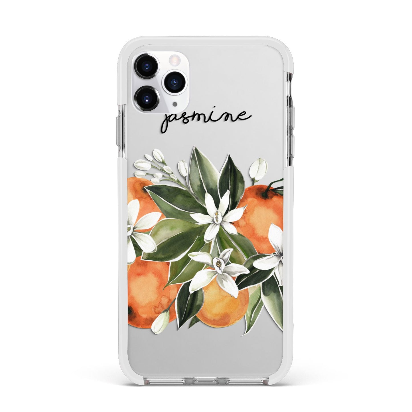 Personalised Bouquet of Oranges Apple iPhone 11 Pro Max in Silver with White Impact Case