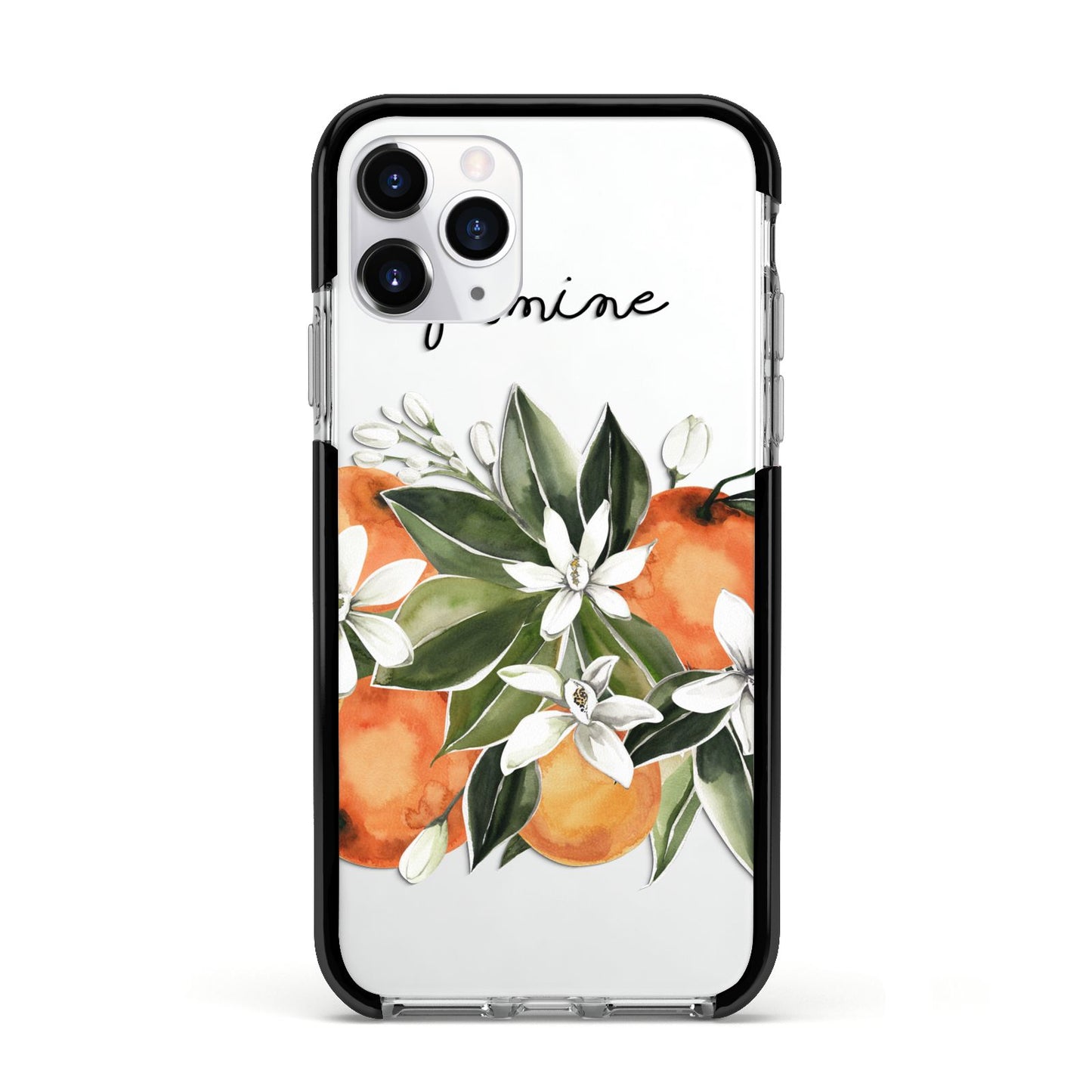 Personalised Bouquet of Oranges Apple iPhone 11 Pro in Silver with Black Impact Case