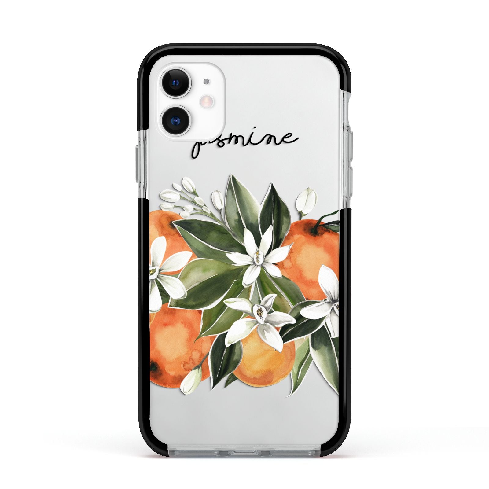 Personalised Bouquet of Oranges Apple iPhone 11 in White with Black Impact Case
