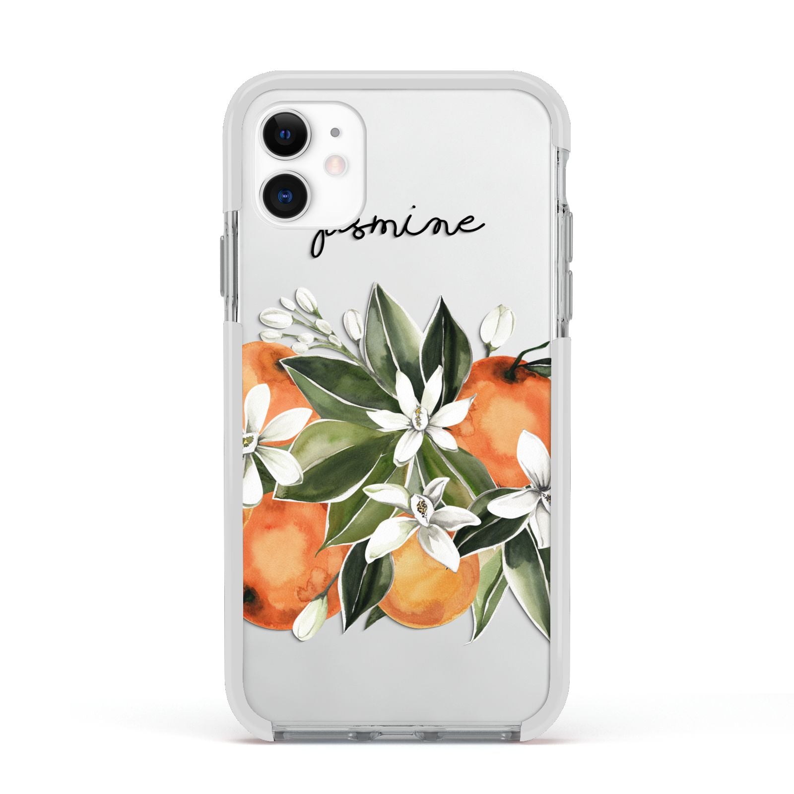 Personalised Bouquet of Oranges Apple iPhone 11 in White with White Impact Case