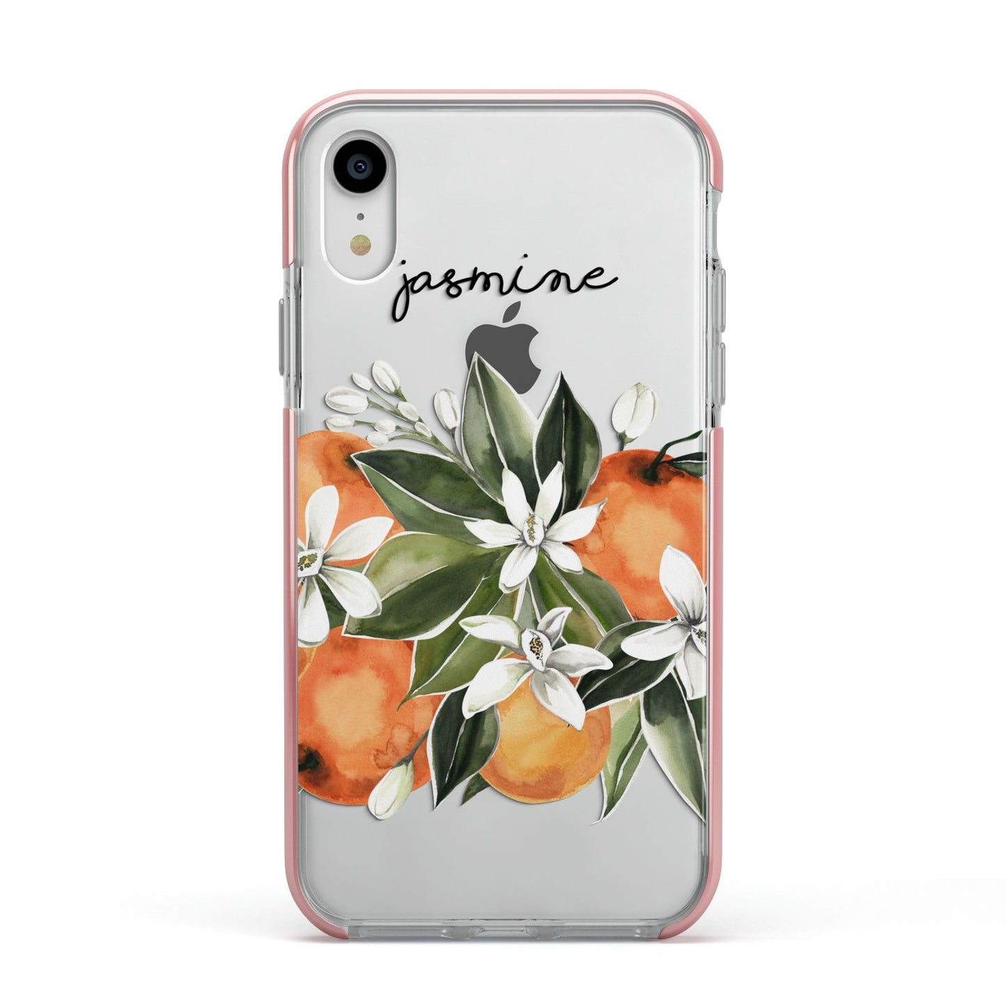 Personalised Bouquet of Oranges Apple iPhone XR Impact Case Pink Edge on Silver Phone