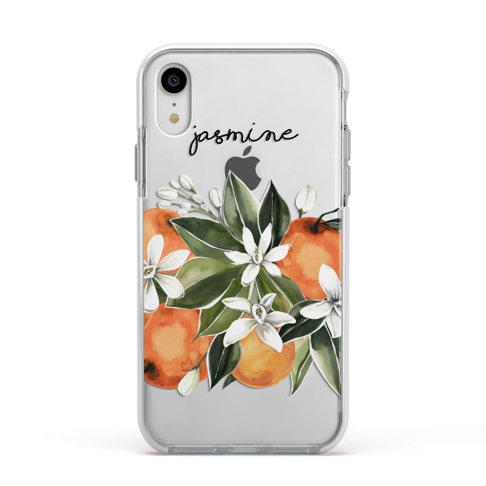 Personalised Bouquet of Oranges Apple iPhone XR Impact Case White Edge on Silver Phone