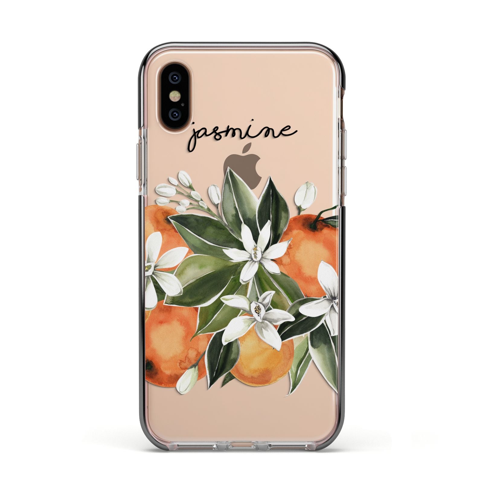 Personalised Bouquet of Oranges Apple iPhone Xs Impact Case Black Edge on Gold Phone