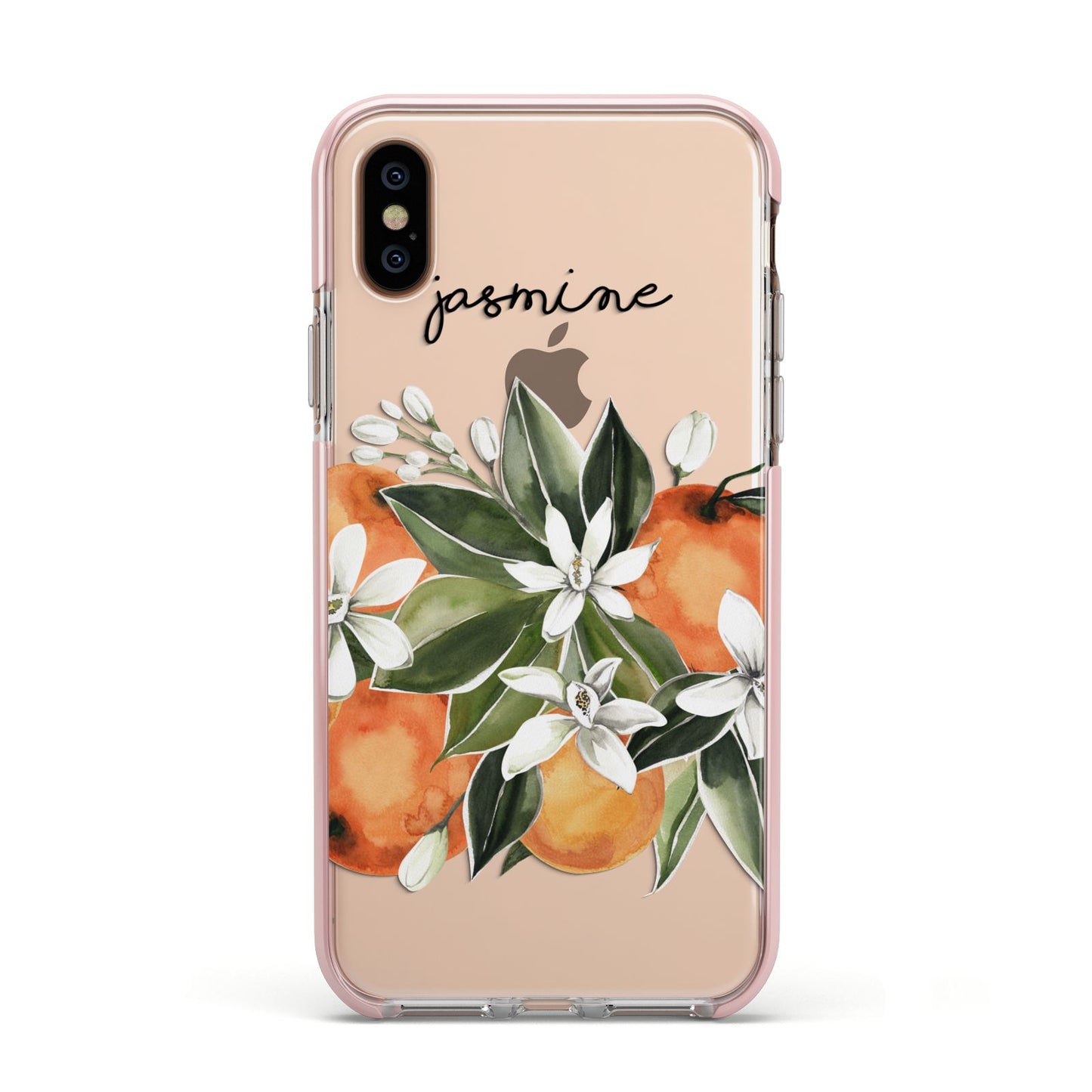 Personalised Bouquet of Oranges Apple iPhone Xs Impact Case Pink Edge on Gold Phone