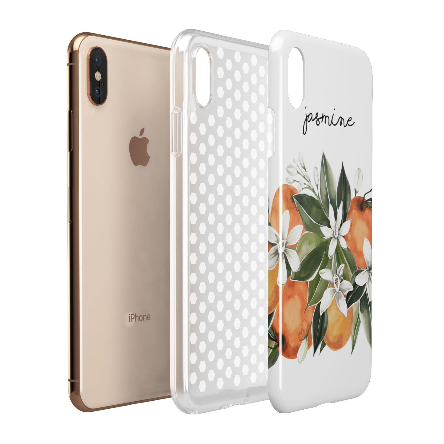 Personalised Bouquet of Oranges Apple iPhone Xs Max 3D Tough Case Expanded View