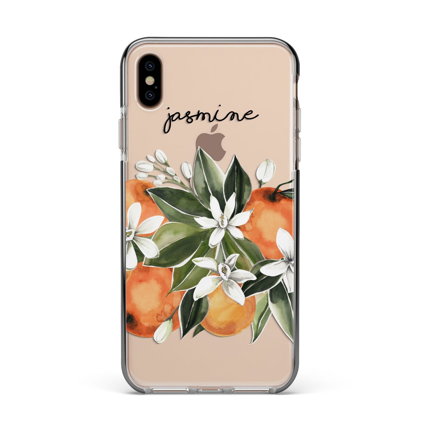 Personalised Bouquet of Oranges Apple iPhone Xs Max Impact Case Black Edge on Gold Phone
