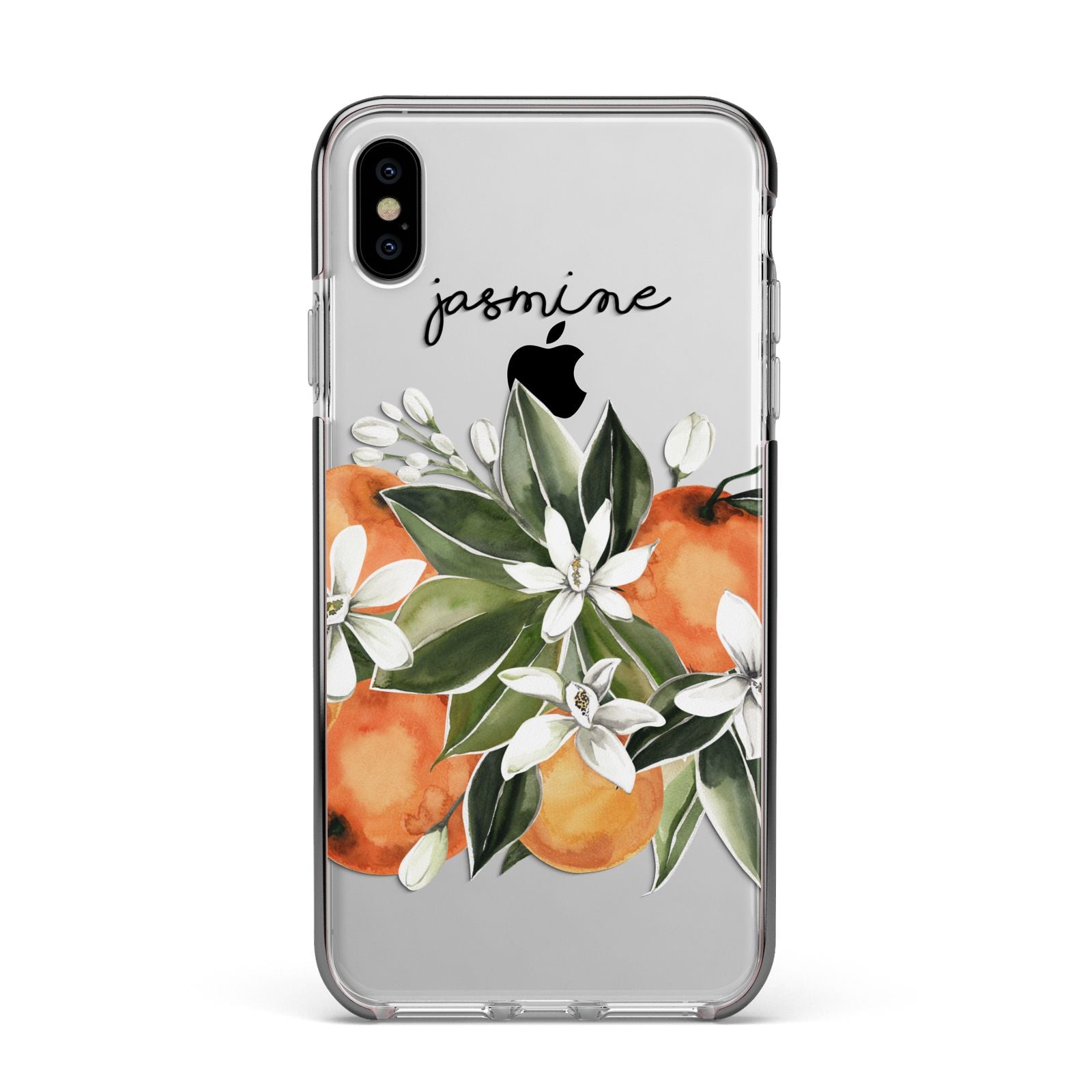 Personalised Bouquet of Oranges Apple iPhone Xs Max Impact Case Black Edge on Silver Phone