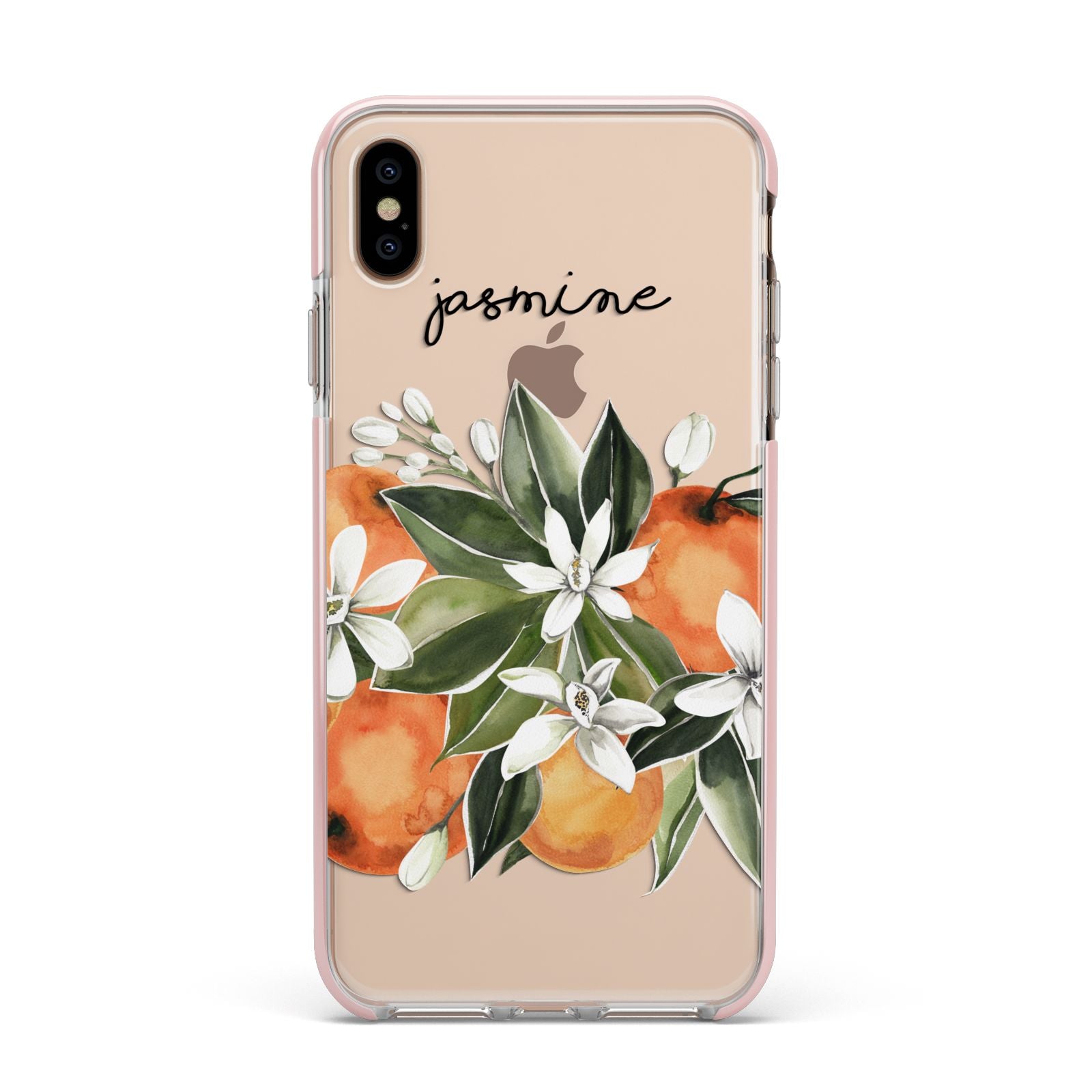 Personalised Bouquet of Oranges Apple iPhone Xs Max Impact Case Pink Edge on Gold Phone