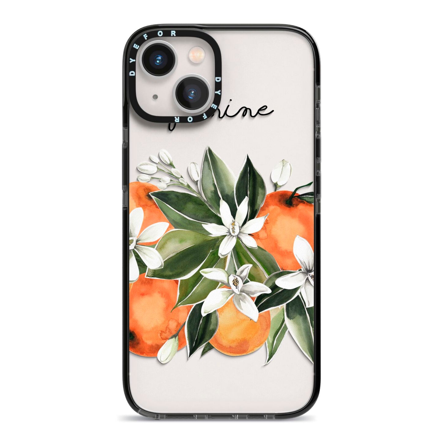 Personalised Bouquet of Oranges iPhone 13 Black Impact Case on Silver phone