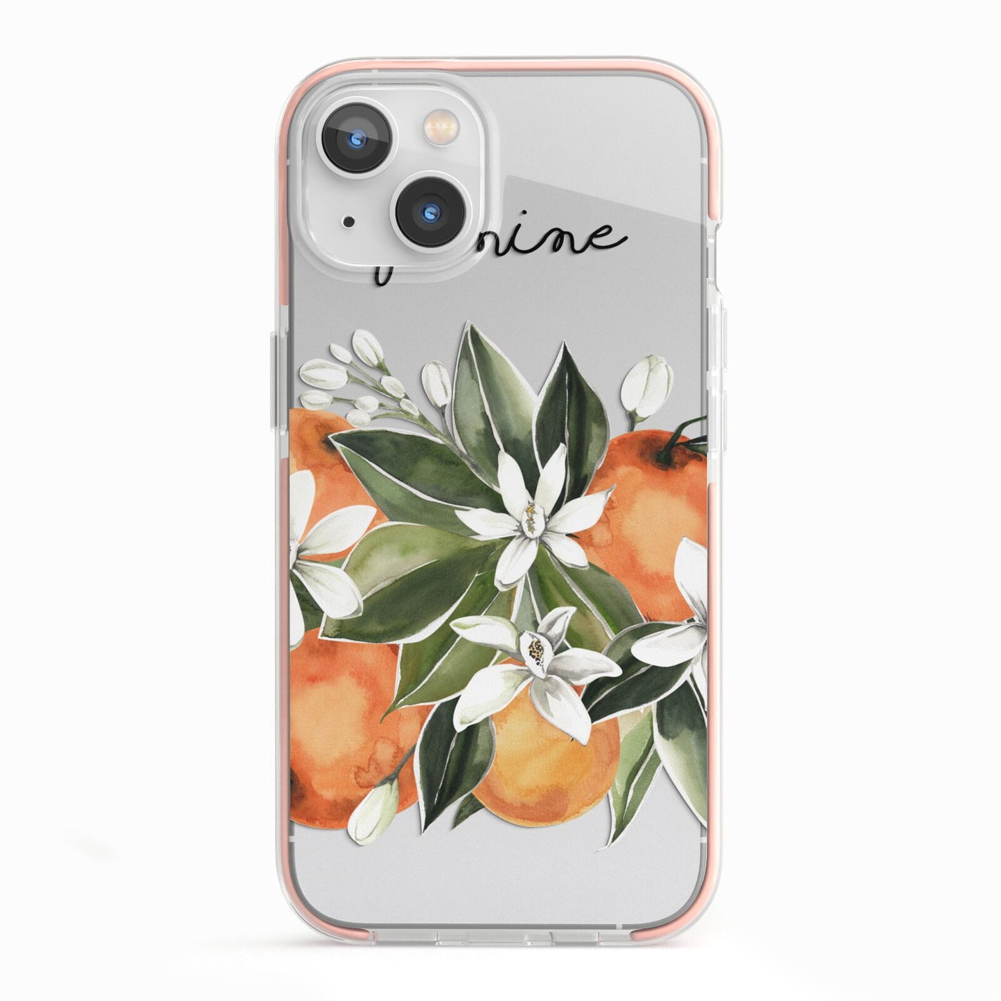 Personalised Bouquet of Oranges iPhone 13 TPU Impact Case with Pink Edges