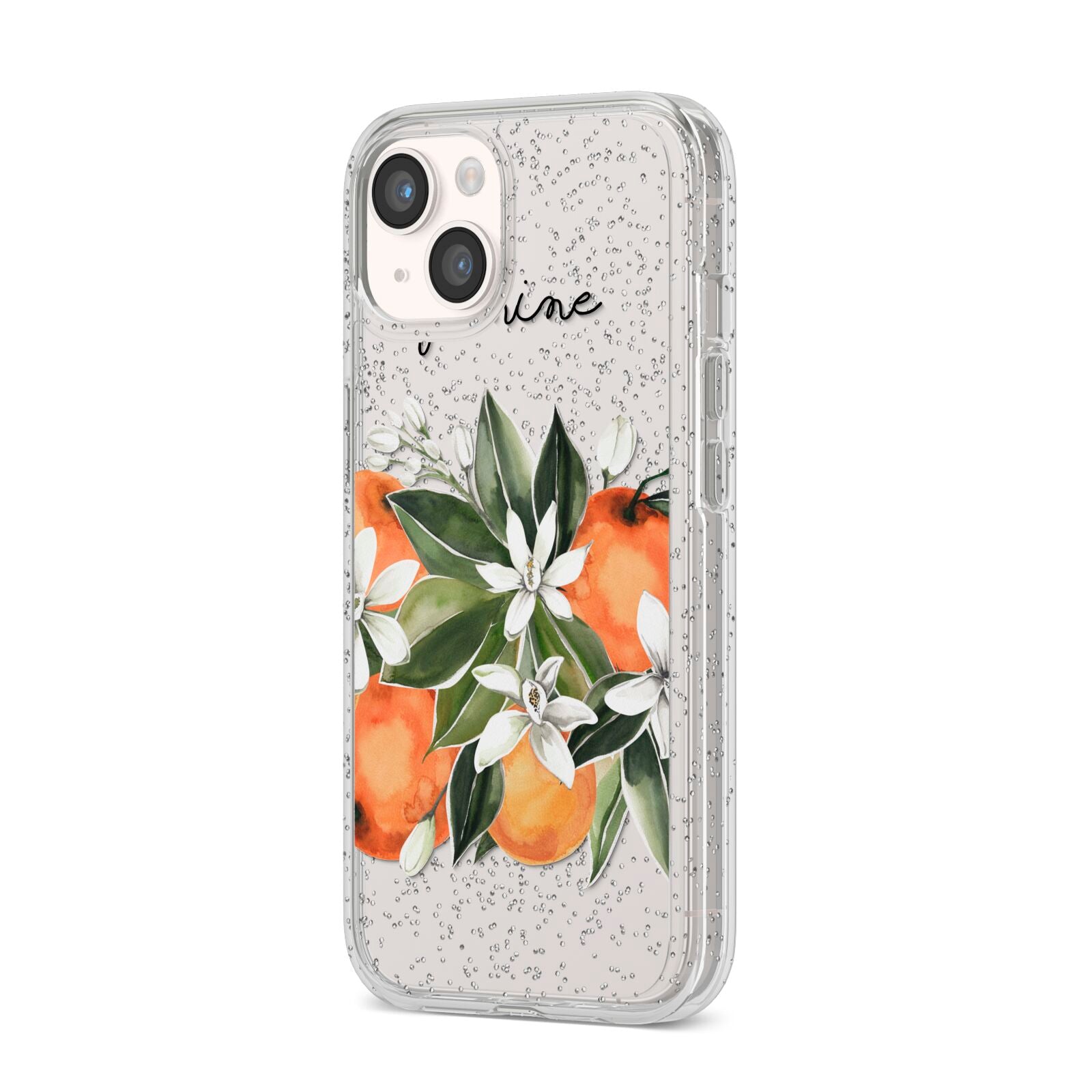 Personalised Bouquet of Oranges iPhone 14 Glitter Tough Case Starlight Angled Image