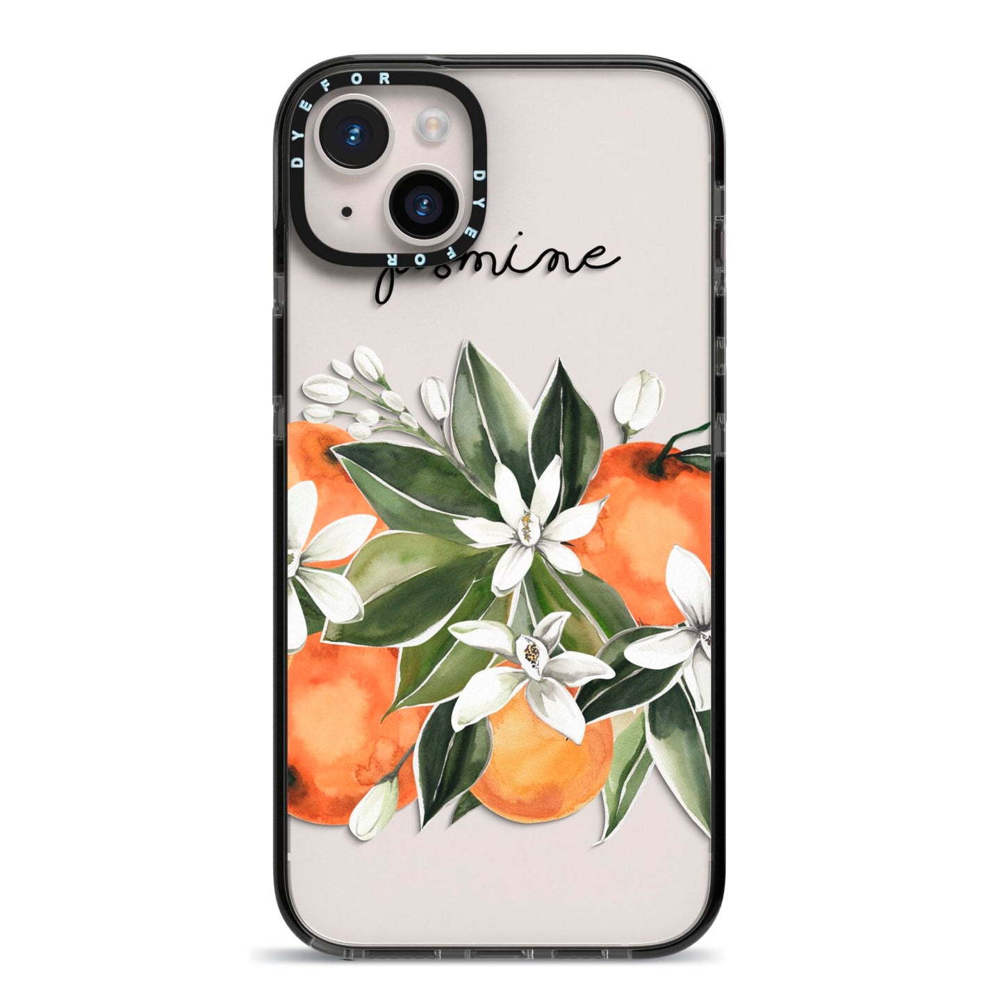 Personalised Bouquet of Oranges iPhone 14 Plus Black Impact Case on Silver phone