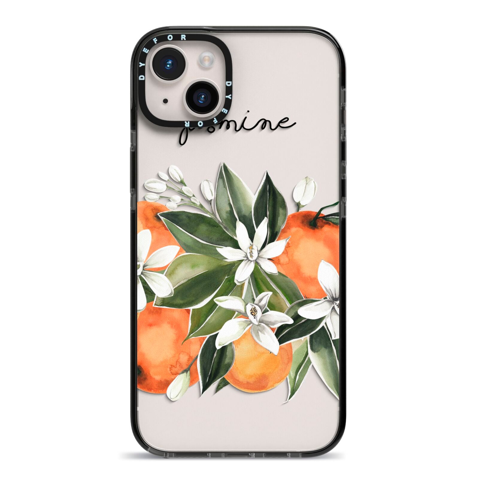 Personalised Bouquet of Oranges iPhone 14 Plus Black Impact Case on Silver phone