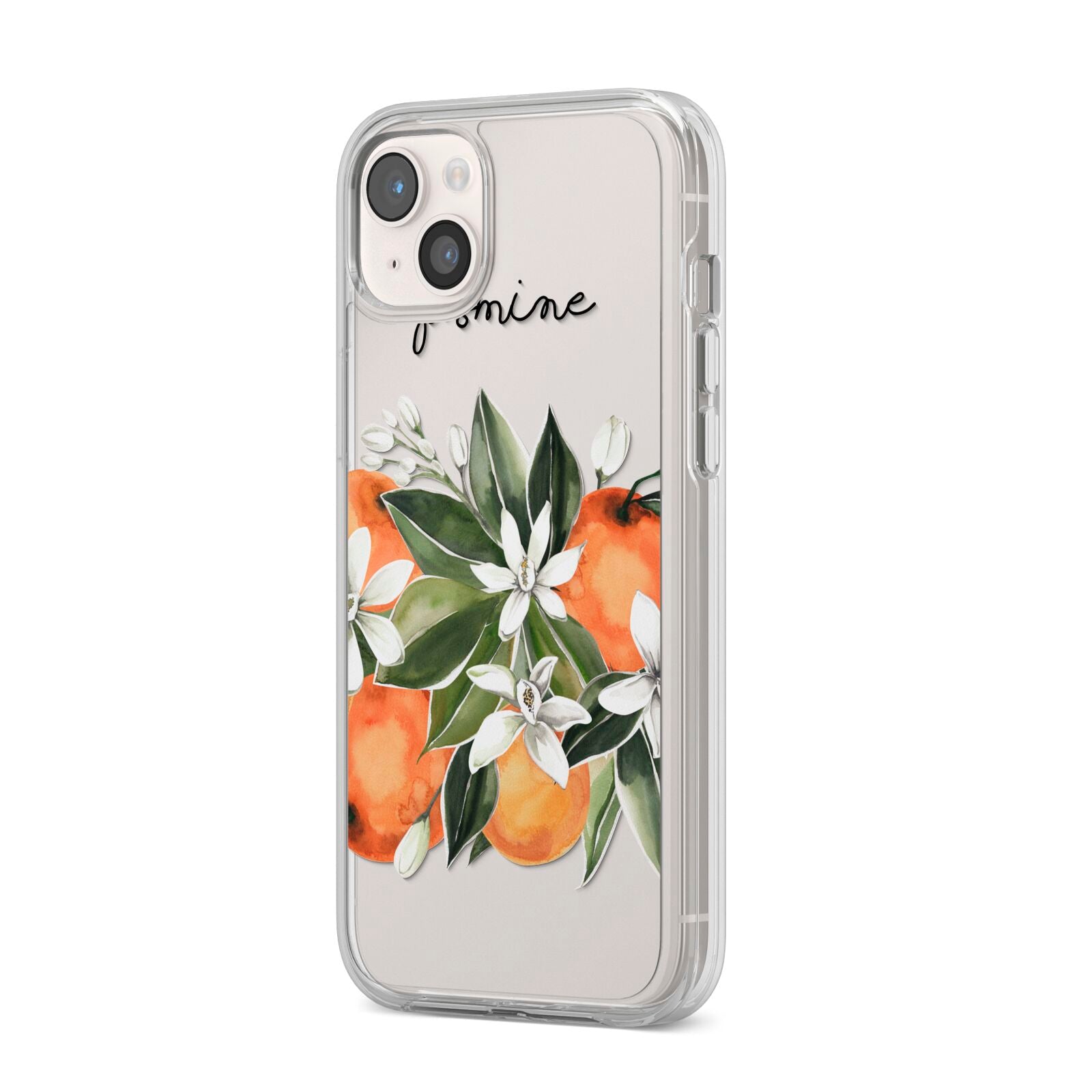 Personalised Bouquet of Oranges iPhone 14 Plus Clear Tough Case Starlight Angled Image