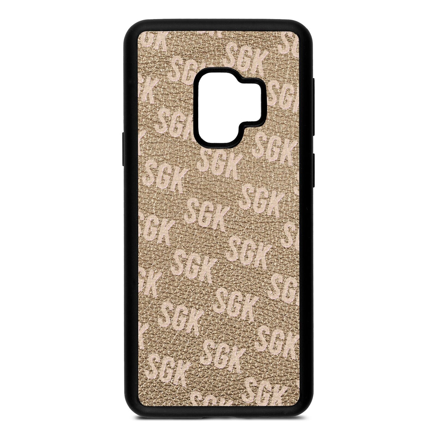 Personalised Brick Pattern Text Gold Pebble Leather Samsung S9 Case