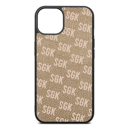 Personalised Brick Pattern Text Gold Pebble Leather iPhone 13 Case