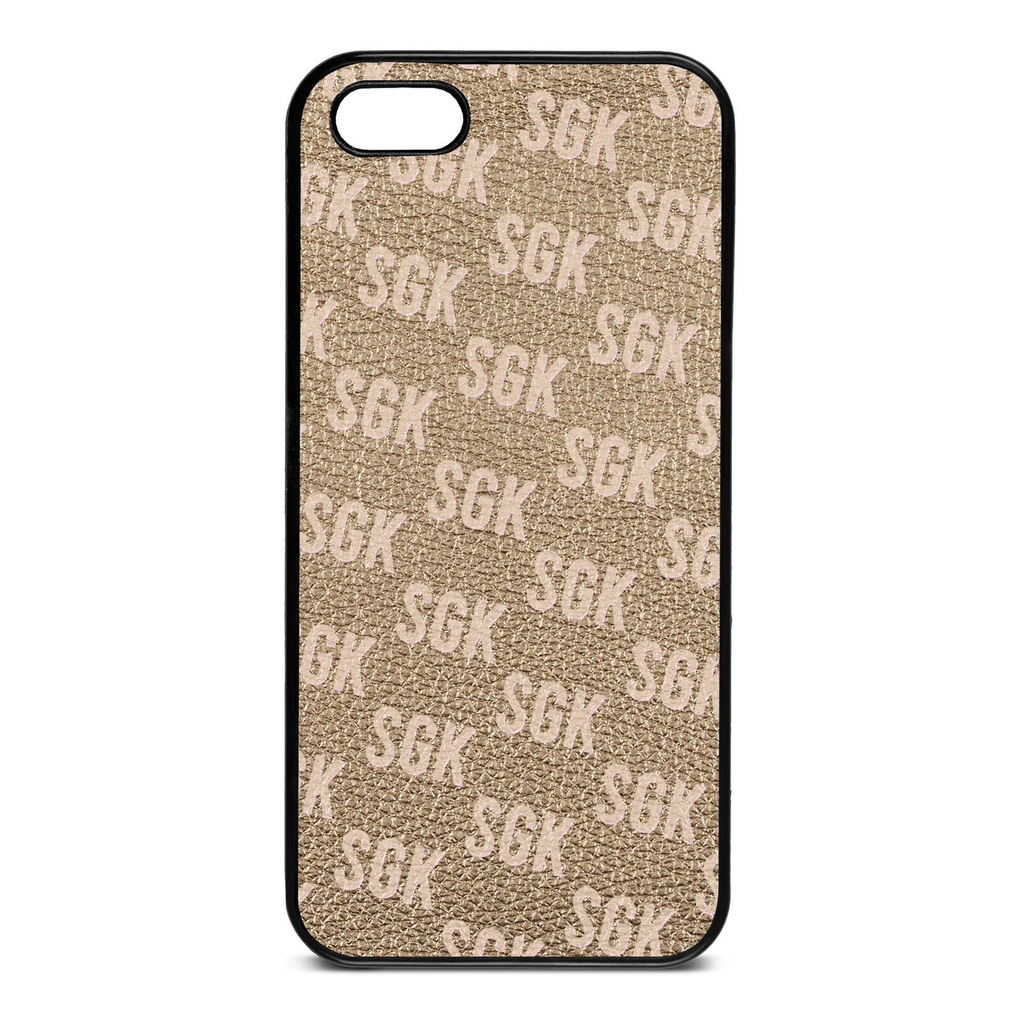 Personalised Brick Pattern Text Gold Pebble Leather iPhone 5 Case