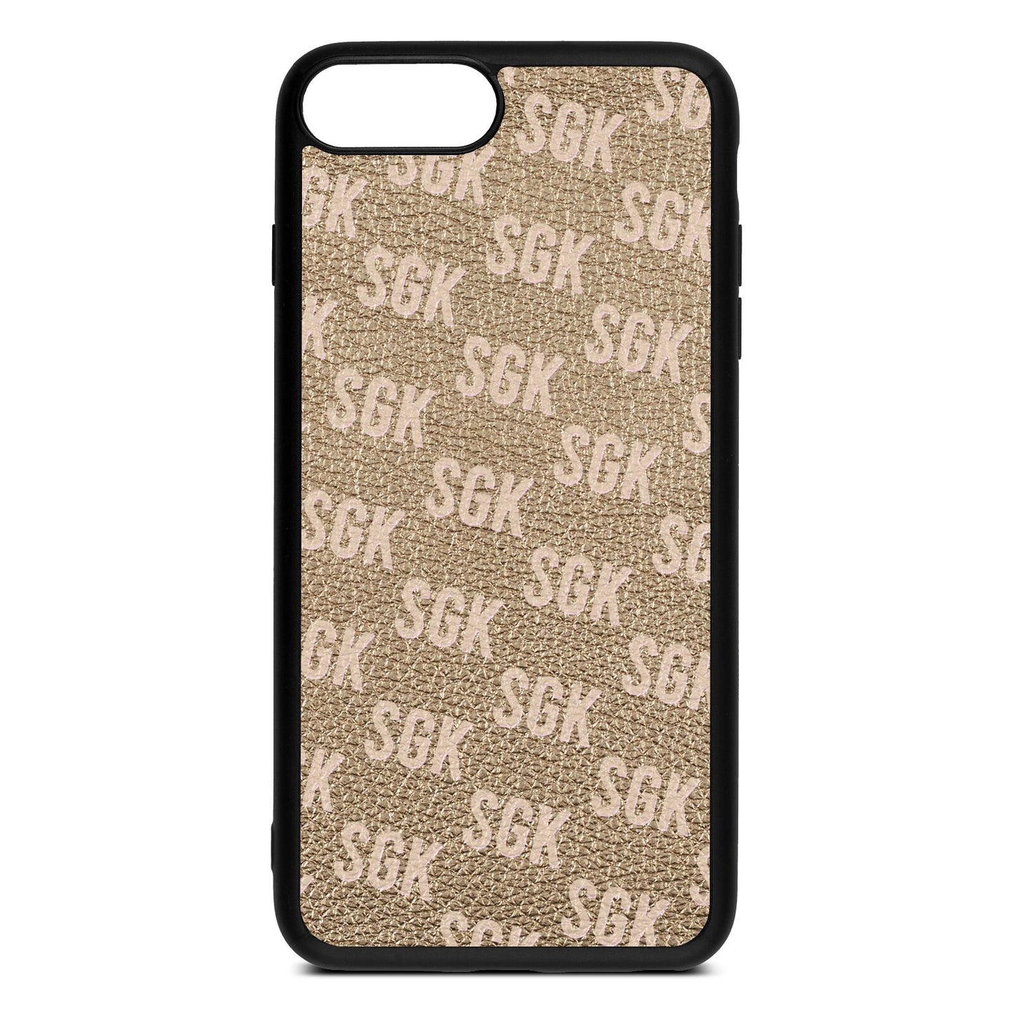 Personalised Brick Pattern Text Gold Pebble Leather iPhone 8 Plus Case